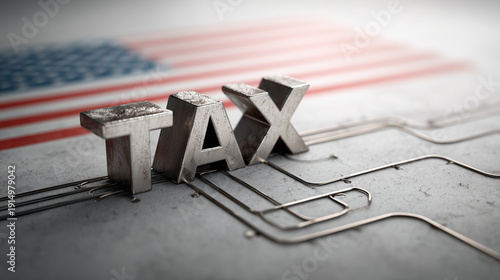 Tax Analysis with the American flag: An evocative image where the word TAX takes center stage against the backdrop of an American flag.