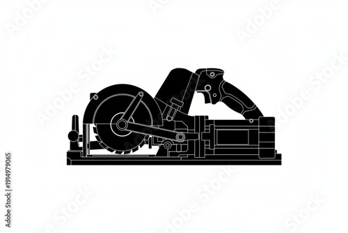 Silhouette of a Circular Saw: A detailed silhouette of a circular saw, highlighting its robust design and sharp blade, ready for precise cuts in any woodworking project.