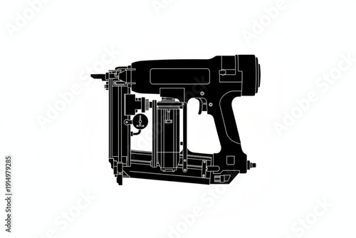 Precision Staple Gun Silhouette: A sleek, detailed silhouette of a staple gun, emphasizing its form and function as a tool for various construction and crafting tasks.