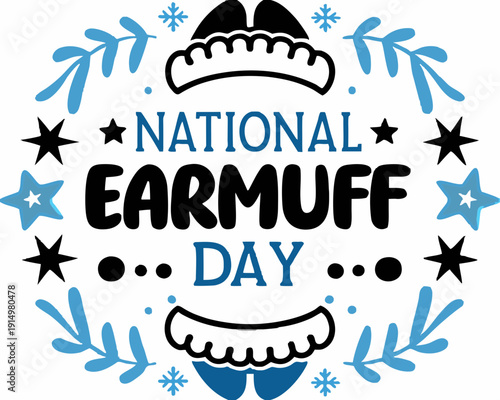 Warm Winter Earmuffs Vector Illustration, National Earmuff Day Concept