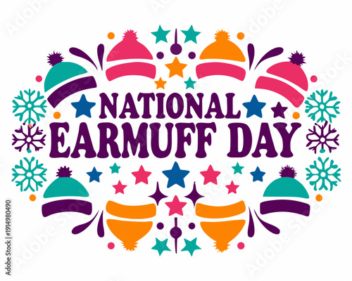 Earmuffs Winter Accessory Vector, National Earmuff Day Celebration Illustration