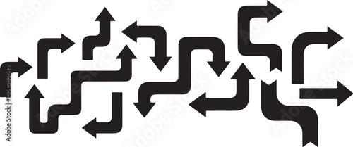 Confusing arrows pointing in multiple chaotic directions randomly everywhere