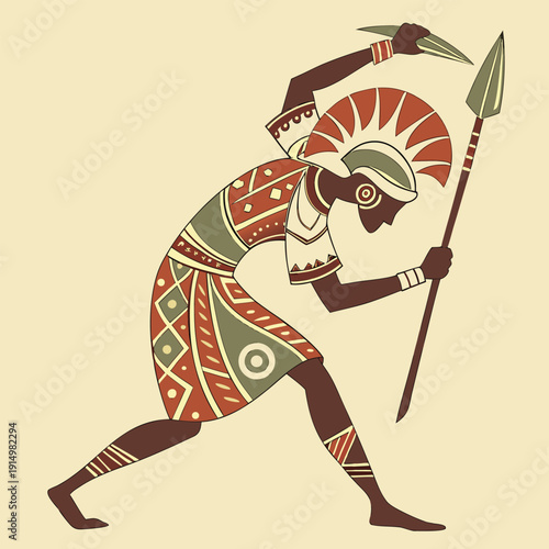 Cartoon vector illustration of a Native American Indian chief warrior with woman and child in a fun artistic drawing style