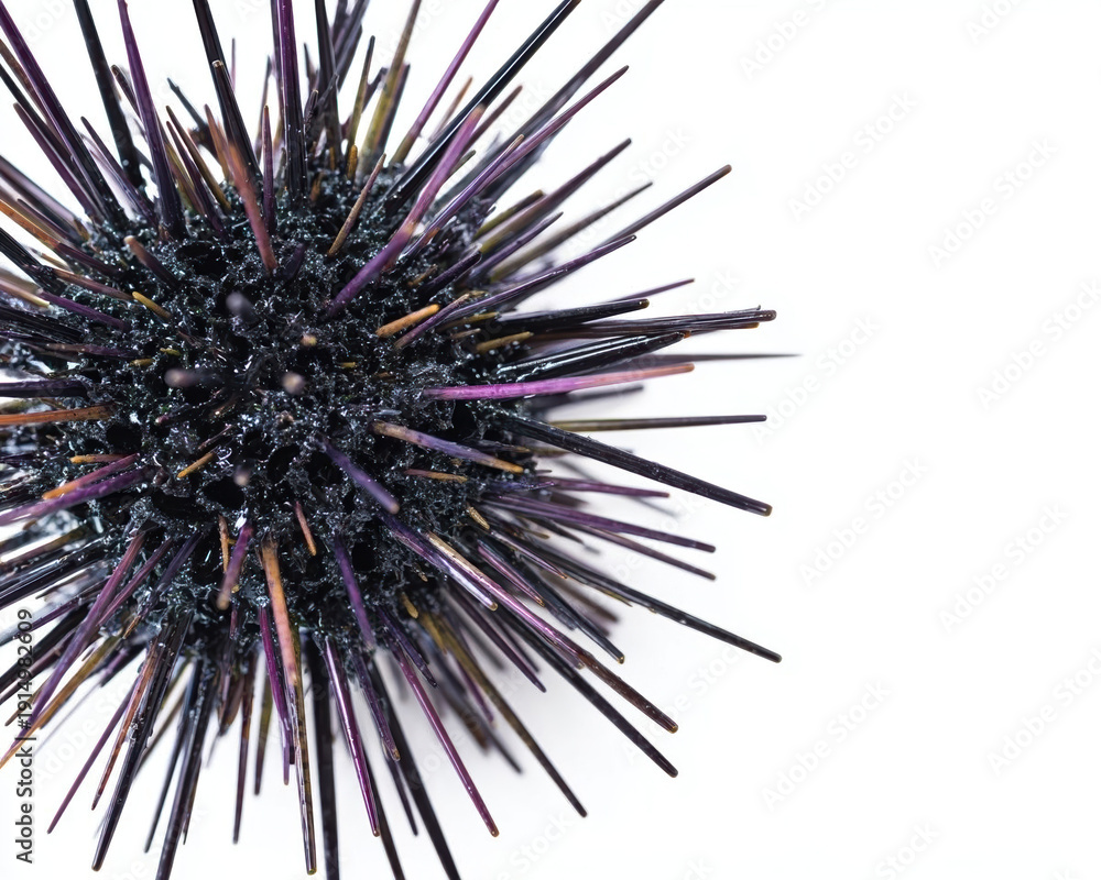Obraz premium Colorful sea urchin on a white background.