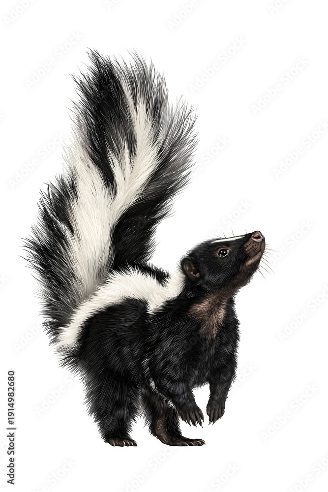 Fototapeta premium Striped Skunk Portrait isolated on transparent background
