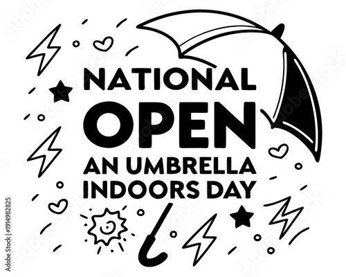 NATIONAL OPEN AN UMBRELLA INDOORS DAY vector illustration isolated on white background