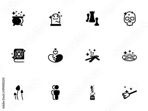 Dark Magic and Occultism Black Silhouette Icon Collection