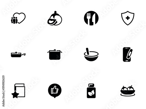 Diverse Set of Lifestyle Icons for Health Nutrition and Social Media