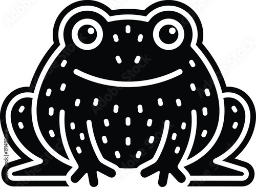 Cute frog silhouette icon, friendly amphibian character, nature wildlife symbol, pond animal mascot, simple vector toad, forest garden creature, green,