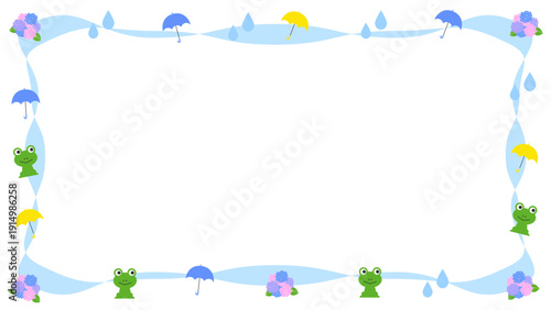 雨の日　イラスト　フレーム　横長