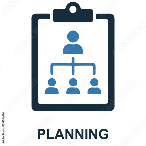 Strategic Planning: A visual representation of organizational structure and workflow, the image depicts a clipboard with connected silhouettes symbolizing strategic planning and management. 