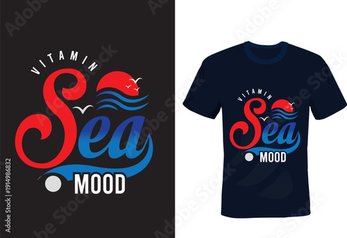Vitamin -Sea -Mood-Retro Beach- Graphic -T-Shirt