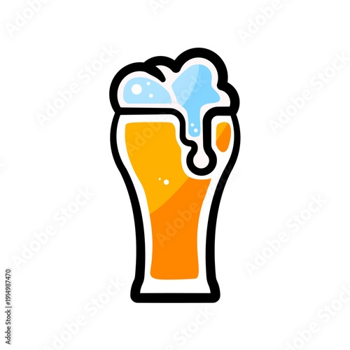 Glass of beer with foam - vector illustration