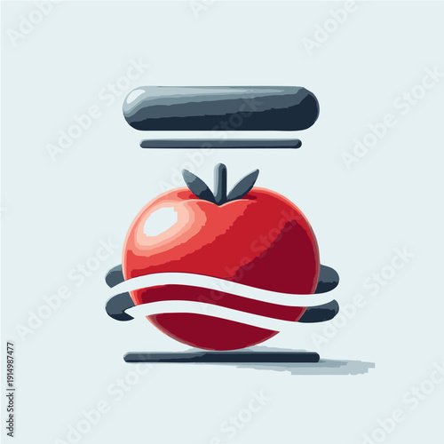 Red apple with measuring tape isolated on white background vector illustration