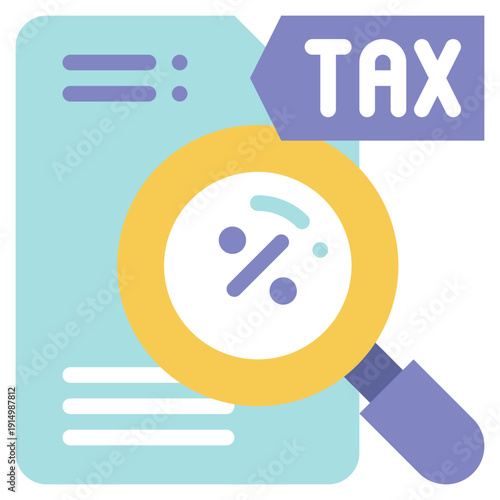 search finding document report tax business flat style icon