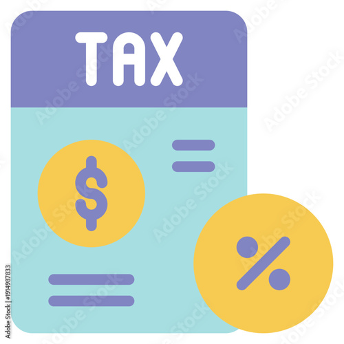paper document tax percentage money payment flat style icon