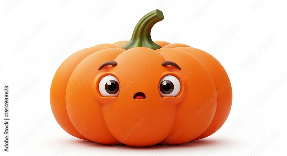 Obraz premium Adorable Whimsical Pumpkin Mascot A Playful, Rounded Icon with Gradient Shading for Autumn Designs