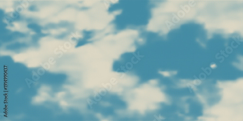 retro sky pattern on old paper background. raster vintage clouds
