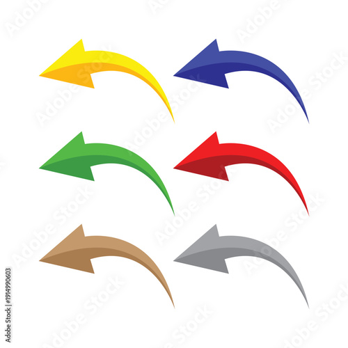 Colorful Curve Arrows Direction Set Choice Movement Path Way Vector Illustration for Navigation Interface Branding colorful curve arrows direction set choice movement path way