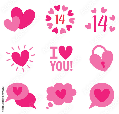 Love Romantic Social Media Stickers Heart Emotion Valentine Set Vector Illustration for Chat App Branding love romantic social media stickers heart emotion valentine set