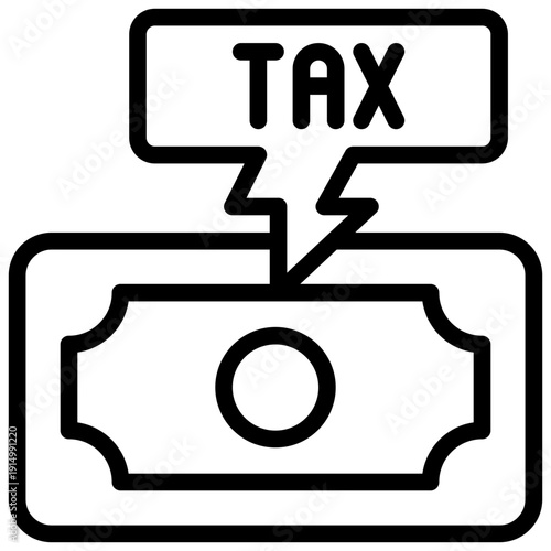 tax money paid payment fee simple line icon