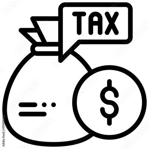 tax money bag payment business simple line icon