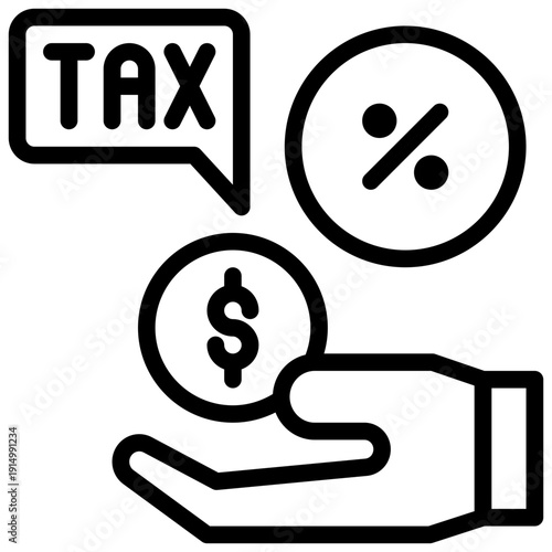 tax receive cost payment fee paid simple line icon