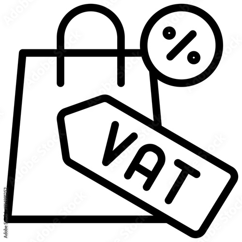 vat tax shopping bag percentage simple line icon