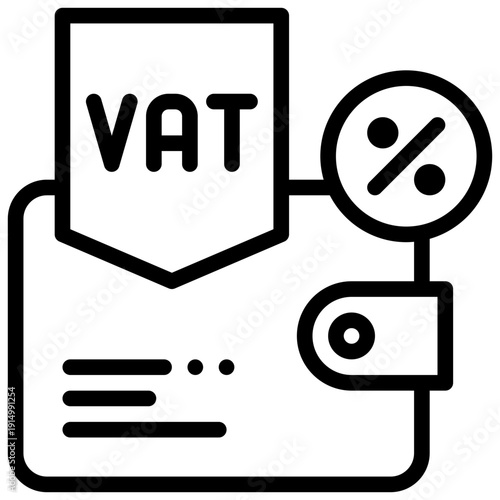 wallet vat percentage money cost paid simple line icon