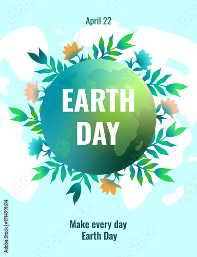 Εκτύπωση καμβά Vertical poster on the theme of World Earth Day