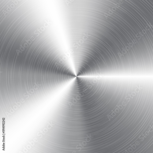 Circular Brushed Metal Texture Radial Steel Background with Scratches Vector Illustration
