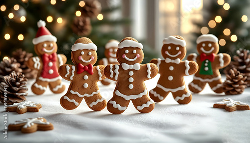 christmas gingerbread cookies and christmas tree