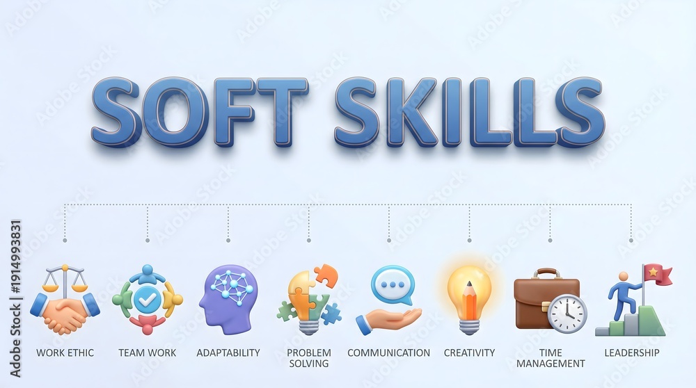 Obraz premium Soft skills concept with icons and symbols