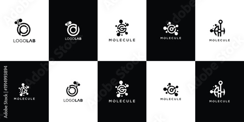 initial letter logo set collection with modern geometric style vector logo, representing technology, data, and innovative branding identity