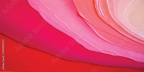 A luxury backdrop of flowing pink and red silk fabric features a smooth satin texture with soft shiny waves of purple light for a decorative textile wallpaper design