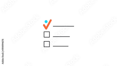 Check mark with checklist boxes.