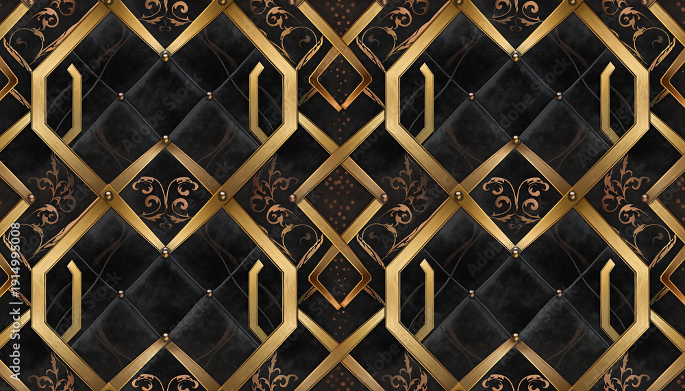 Naklejka premium papier peint art déco noir et or avec motif géométrique de luxe