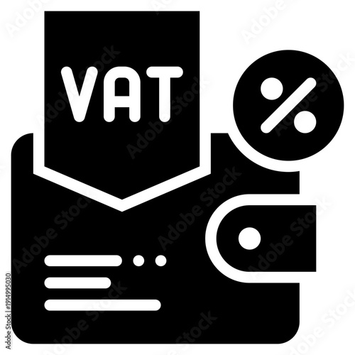 wallet vat percentage money cost paid solid glyph icon