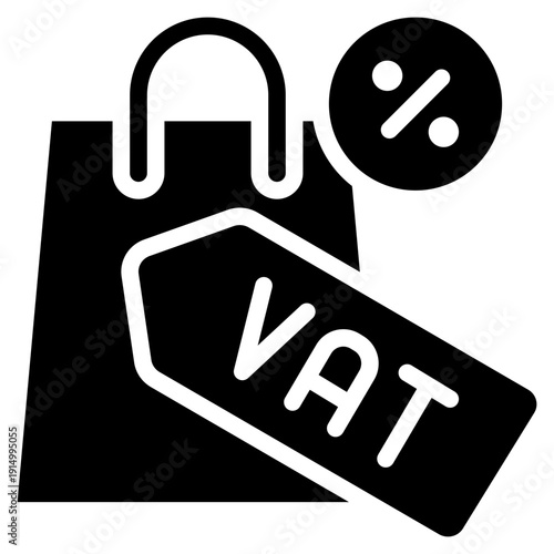 vat tax shopping bag percentage solid glyph icon