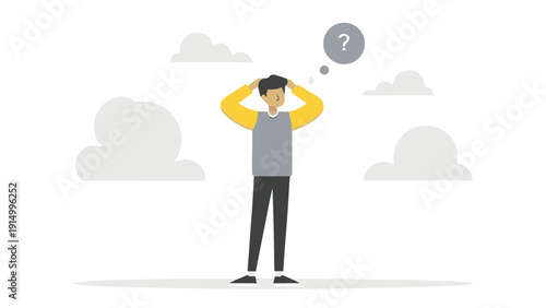 Isometric businessman thinking with empty thought bubble for creative ideas and problem solving..eps