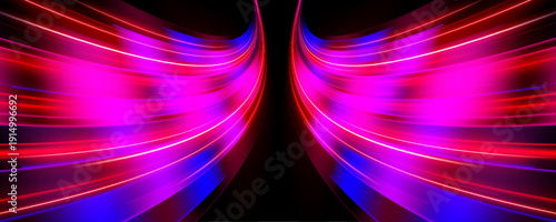 Intense red and blue neon speed track burns with motion blur. Sharp acceleration trails form dramatic racing visuals. Ideal for high-speed motion graphics.