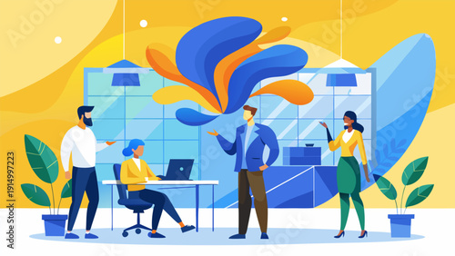 Creative professionals sharing ideas and planning strategy at work.eps