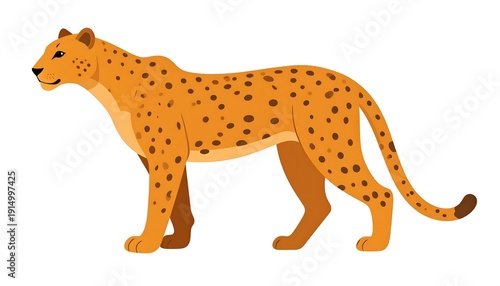 Illustration of a Cheetah Standing Sideways.