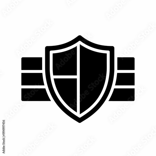 Modern vector graphic illustration of a robust shield icon symbolizing comprehensive digital security, data protection, and online defense against threats