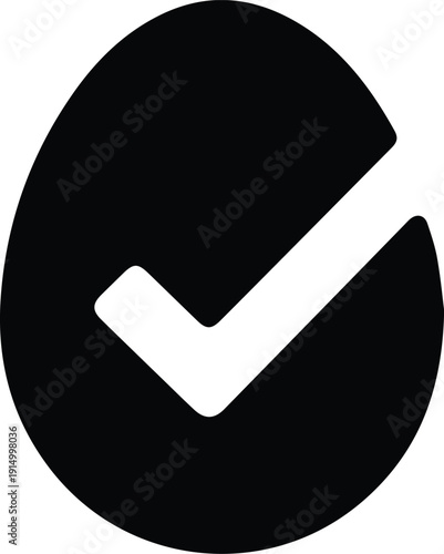 Black Circle with White Check Mark Icon on White Background tick correct