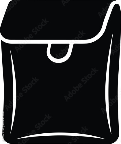 Black silhouette of a pouch with a flap and loop closure container