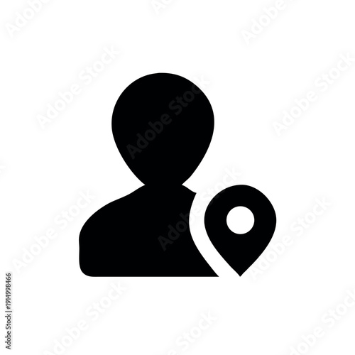 User profile address icon with person shoulders and pin marker Vector illustration