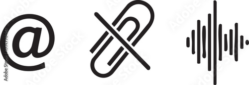 At Sign Attachment Off Audio Wave Icons