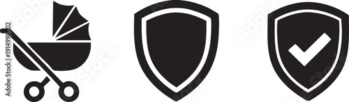 Baby Carriage Badge Check Quality Mark Icons