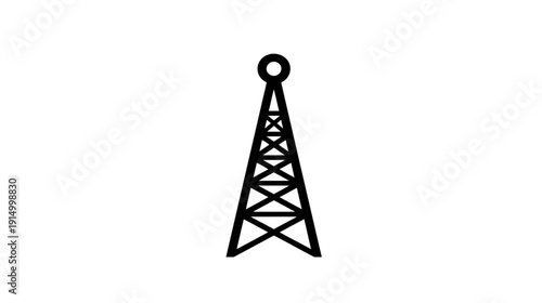 A black and white illustration of a tall structure with a circular top and a latticework design